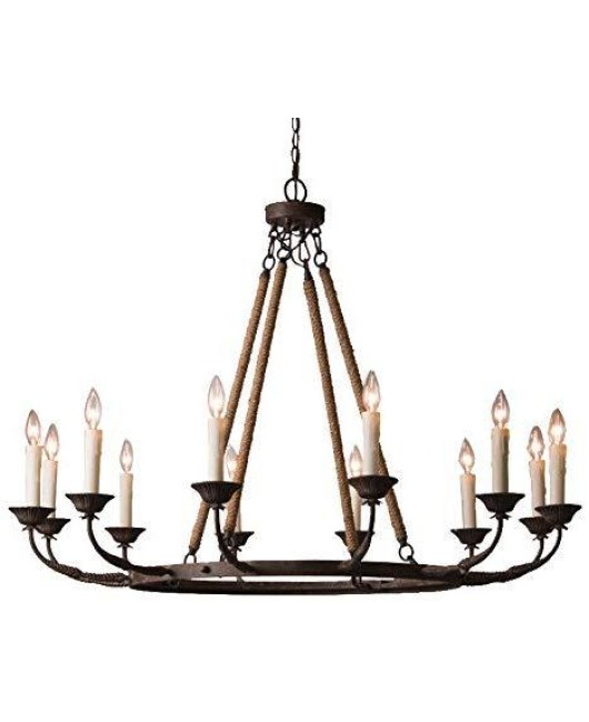 Cross border exclusive American countryside antique wrought iron chandelier, living room, dining room, staircase, villa chandelier