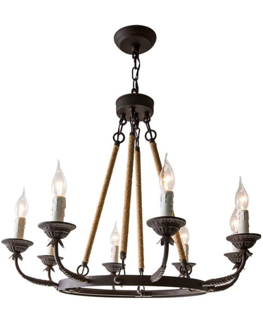 Cross border exclusive American countryside antique wrought iron chandelier, living room, dining room, staircase, villa chandelier