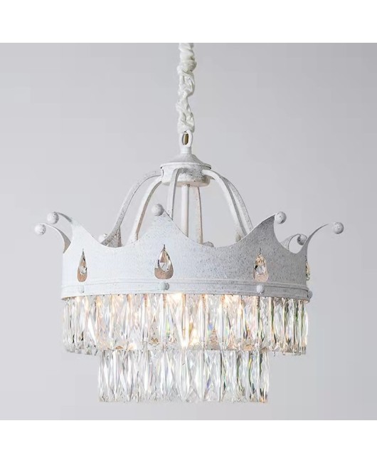 Creative American rural iron crown crystal chandelier Nordic bedroom dining room clothing store personalized lamps