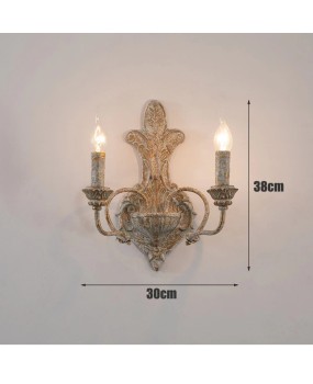 French antique iron double headed wall lamp American retro homestay bedroom bedside lamp corridor decoration living room wall lamp