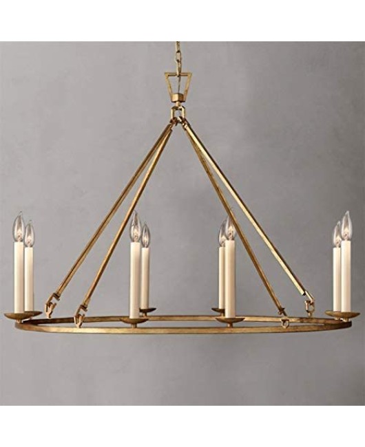 Cross border creative American rural simple iron chandelier living room dining room bedroom retro gold chandelier