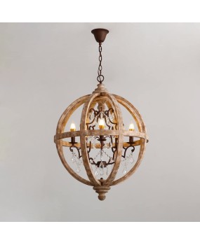 Cross border exclusive for American style countryside, French style countryside, solid wood ball shaped chandelier, living room, dining room, bedroom, homestay chandelier