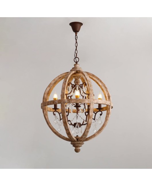 Cross border exclusive for American style countryside, French style countryside, solid wood ball shaped chandelier, living room, dining room, bedroom, homestay chandelier