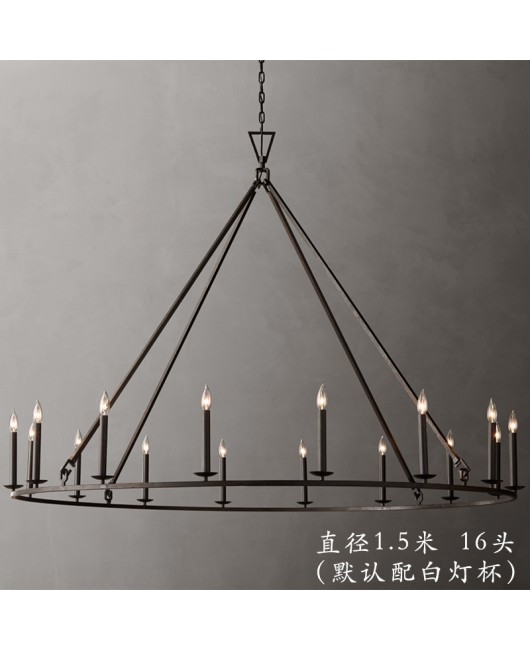 American style minimalist retro wrought iron chandelier, restaurant art lighting fixtures, living room lights, villa corridors, entrance hall lights, designer