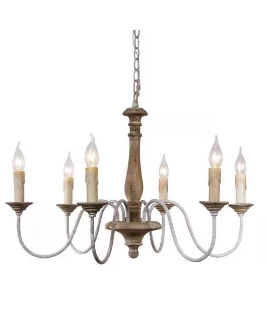 Creative American rural French pastoral simple wooden chandelier living room dining room bedroom home stay lamps