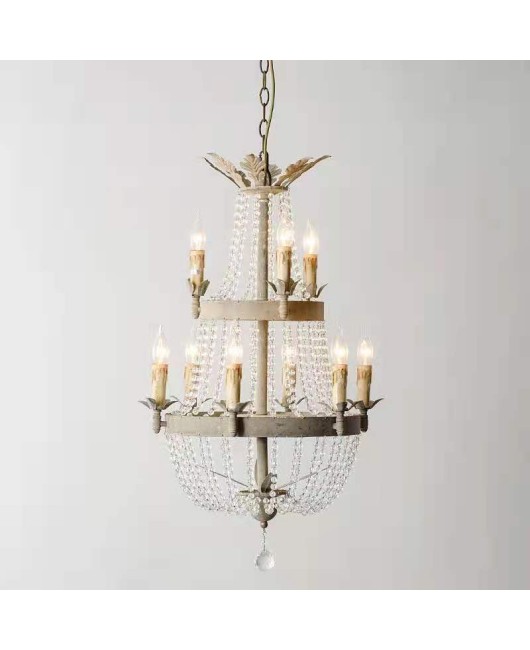 Creative American rural retro old French garden crystal chandelier living room dining room staircase home stay lamps