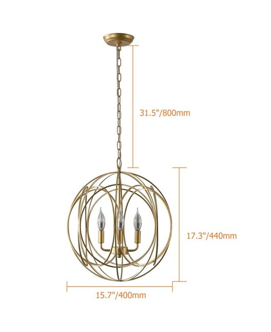 Creative American rural French iron chandelier gold spherical Nordic living room dining room bedroom corridor simple chandelier