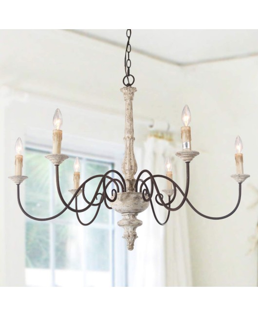 Cross border exclusive for American countryside French retro vintage vintage chandelier, living room, dining room, bedroom, clothing store, solid wood chandelier