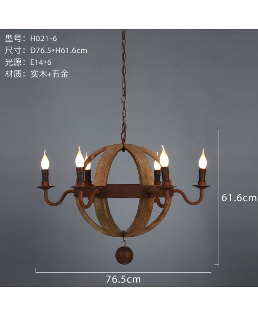 Creative American rural retro old solid wood chandelier living room dining room home stay hotel personalized industrial style lamps