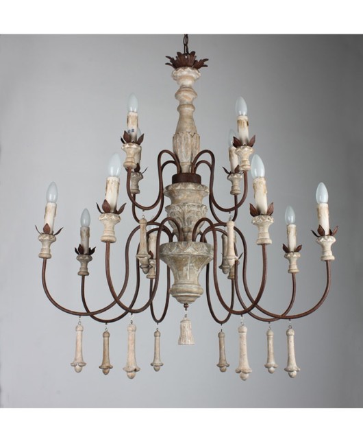 American style countryside French retro antique carved chandelier, duplex building dining room living room retro chandelier