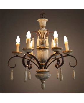 Creative American rural retro solid wood used chandelier living room dining room bedroom villa clothing store hotel lamps