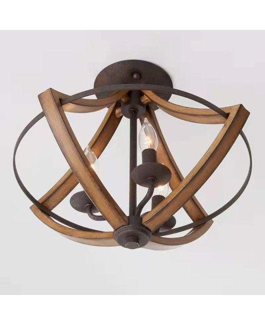 Creative American rural retro wood chandelier simple personality hallway dining room bedroom corridor personality lamps