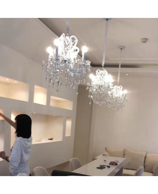 Creative American rural French garden crystal chandelier living room dining room bedroom cloakroom corridor clothing store lamps