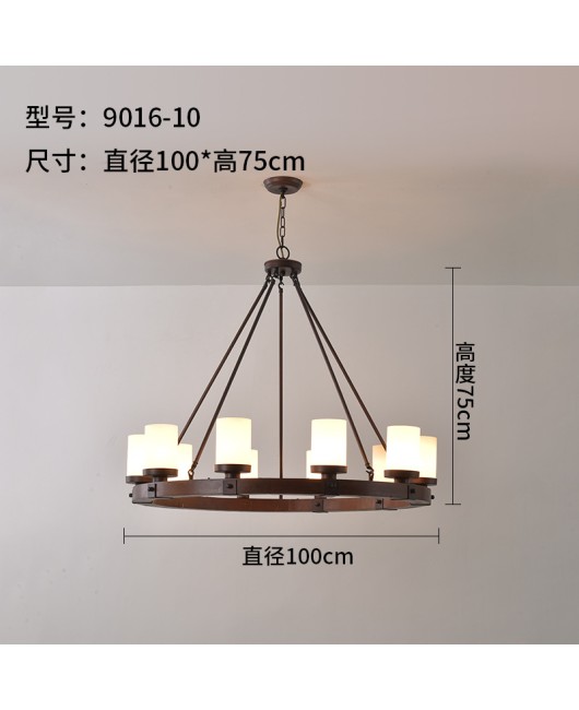 Cross border exclusive American style countryside solid wood hanging room, living room, dining room, bedroom, homestay, simple and personalized wooden pendant light