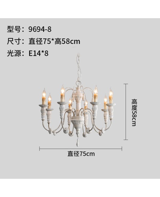 Creative American village French solid wood carving wooden chandelier villa duplex building restaurant bedroom clothing store lamps