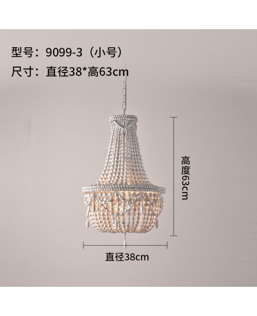 RH Creative American Rural French Garden Wood Bead Pendant Light Living Room Dining Room Bedroom Home stay Princess Room Cloakroom Light