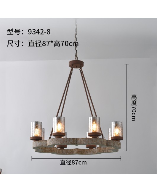 Creative American rural French solid wood chandelier Nordic living room dining room bedroom antique wood chandelier