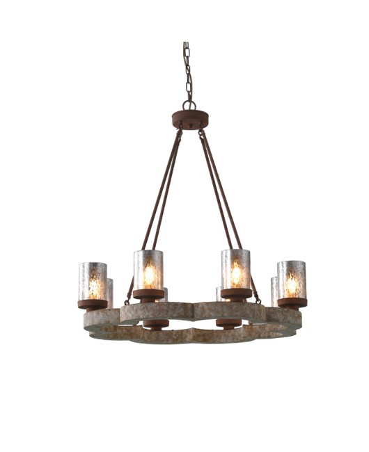 Creative American rural French solid wood chandelier Nordic living room dining room bedroom antique wood chandelier