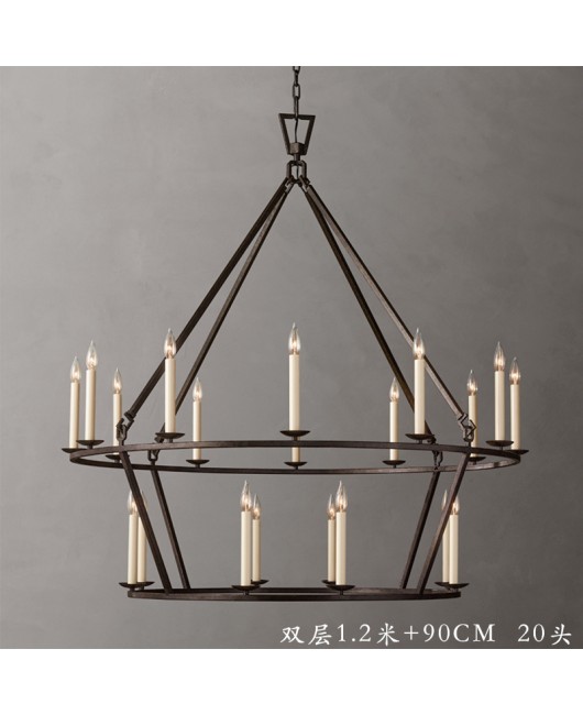 American style minimalist retro wrought iron chandelier, restaurant art lighting fixtures, living room lights, villa corridors, entrance hall lights, designer