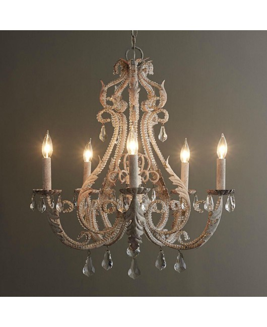 RH American countryside French countryside retro antique antique iron crystal chandelier living room dining room bedroom clothing store lighting fixtures