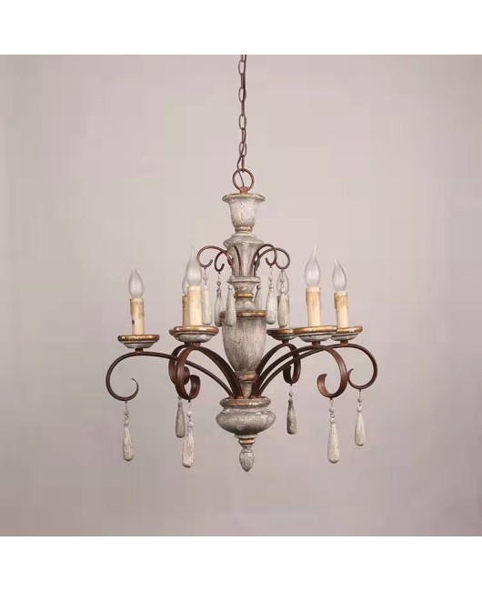 Creative American rural retro solid wood used chandelier living room dining room bedroom villa clothing store hotel lamps