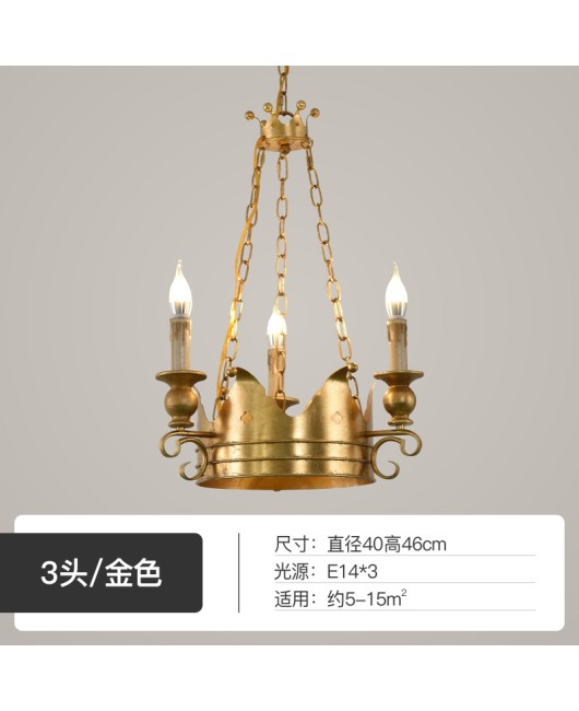 American style countryside wrought iron crown chandelier, living room, dining room, bedroom, clothing store, corridor, homestay, decorative chandelier