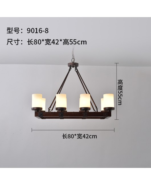 Cross border exclusive American style rural solid wood restaurant, living room, dining bar, simple and personalized wooden pendant light