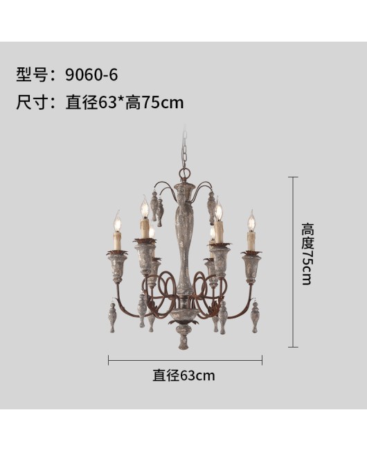 Creative American rural French retro wood chandelier living room dining room bedroom villa home stay hotel lamps