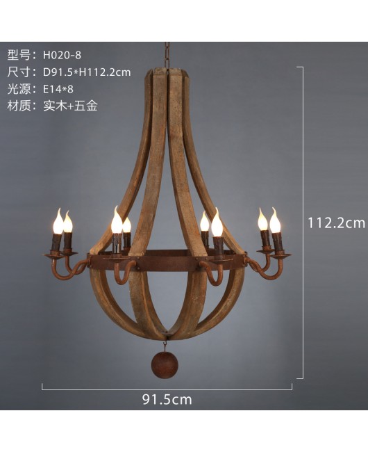 Creative American rural industrial style wooden chandelier living room restaurant cafe bar bedroom home stay hotel lamps