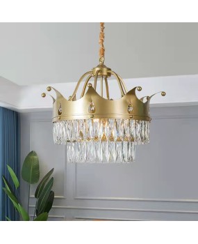 Creative American rural iron crown crystal chandelier Nordic bedroom dining room clothing store personalized lamps