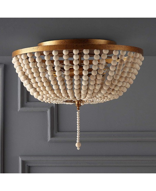 Creative American Rural Bohemia Exit Wood Bead Ceiling Light Living Room Dining Room Corridor Entrance Light