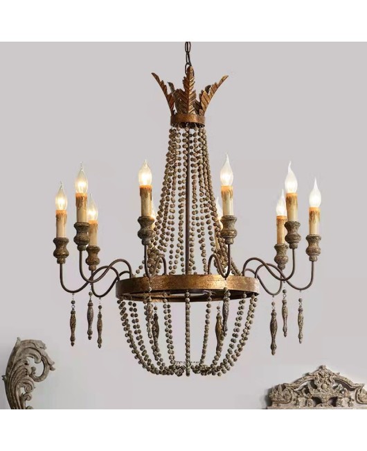 Creative American rural French retro old chandelier living room dining room bedroom duplex villa chandelier