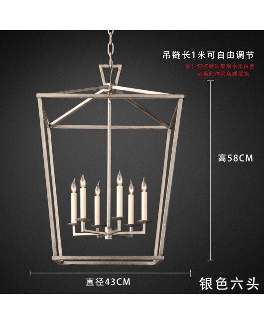 American style minimalist retro wrought iron chandelier, restaurant art lighting fixtures, living room lights, villa corridors, entrance hall lights, designer