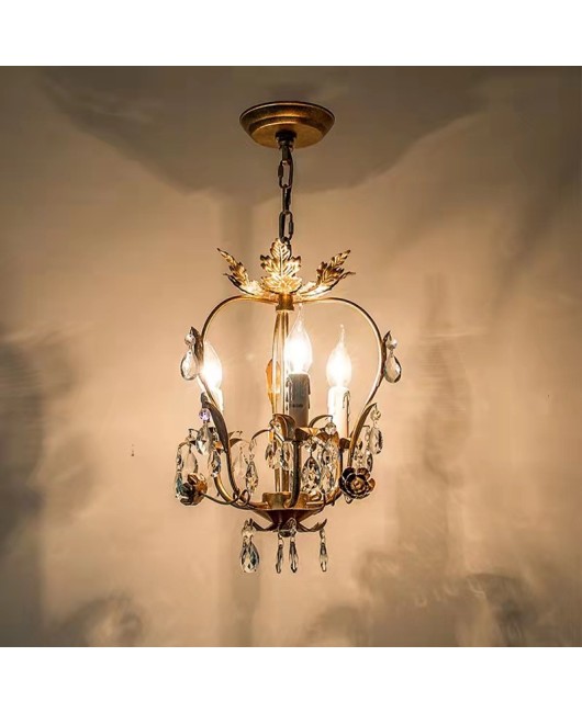 Creative American rural iron crystal chandelier corridor bedroom restaurant clothing shop bar locker room lamps