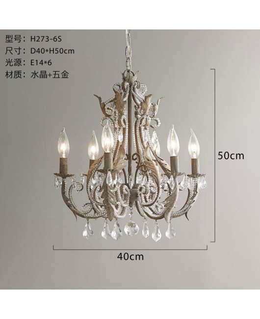 RH American countryside French countryside retro antique antique iron crystal chandelier living room dining room bedroom clothing store lighting fixtures