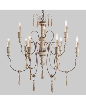 Creative American rural French solid wood retro old chandelier villa living room duplex building clothing store decorative lamps