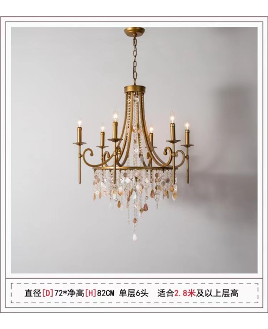 Creative American duplex building Crystal chandelier Retro French villa Living room Stair Three floor long chandelier Living room lamp