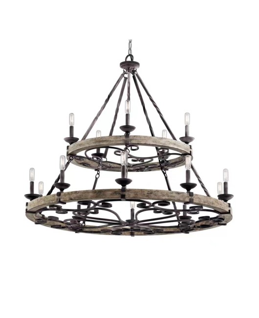 American retro industrial style wooden wheel chandelier, living room light, dining room lighting designer, homestay villa lighting