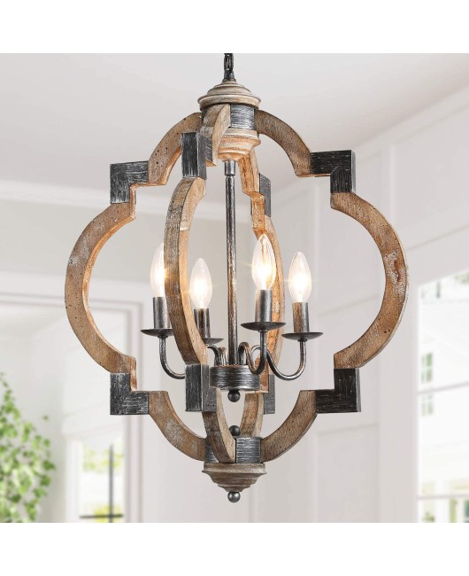 Cross border exclusive creative American rural French solid wood chandelier restaurant study living room home stay retro old chandelier