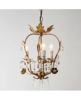 Creative American rural iron crystal chandelier corridor bedroom restaurant clothing shop bar locker room lamps