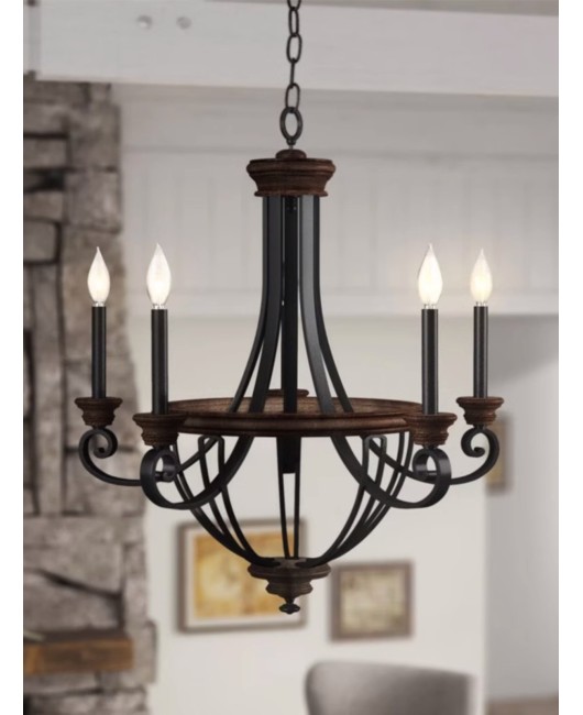 American countryside vintage wood art living room decoration chandelier home creative candle study staircase homestay hotel chandelier