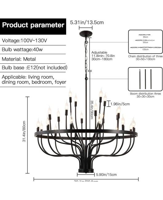 American style countryside minimalist wrought iron chandelier villa living room duplex restaurant clothing store homestay hotel Western restaurant light