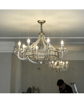 American style pendant light, French crystal light, vintage silver villa, grand home, creative living room, dining room, bedroom lighting fixtures, lighting fixtures