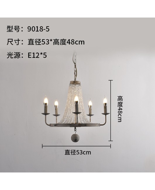 American countryside retro vintage French countryside crystal chandelier living room dining room bedroom clothing store mounted lighting fixtures