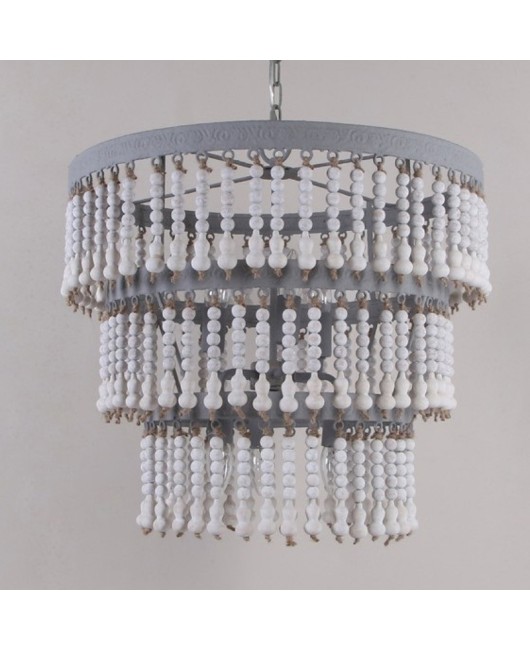 American country Bohemian style wooden bead chandelier, living room, dining room, bedroom, dressing room, homestay, clothing store, lighting fixtures