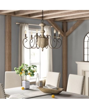 French countryside creative gourd pendant light, solid wood dining room, living room light, simple American retro room decoration lighting fixtures