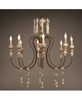 Creative American rural French solid wood chandelier villa living room duplex building restaurant B&B hotel clothing store lamps