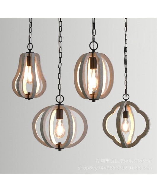 Cross border exclusive American style rural wooden pendant lights, restaurant corridors, dining bars, bar counters, stairwells, and decorative lighting fixtures