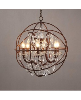 Cross border exclusive American style countryside globe, wrought iron crystal chandelier, restaurant staircase, clothing store, dining bar lighting fixtures