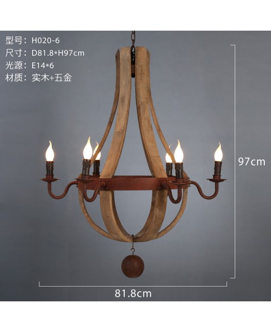 Creative American rural industrial style wooden chandelier living room restaurant cafe bar bedroom home stay hotel lamps